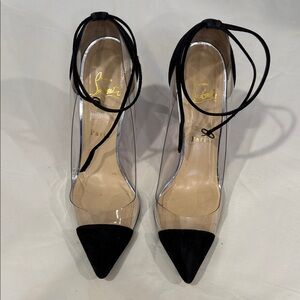 Christian Louboutin Black and Clear Pointed Heels